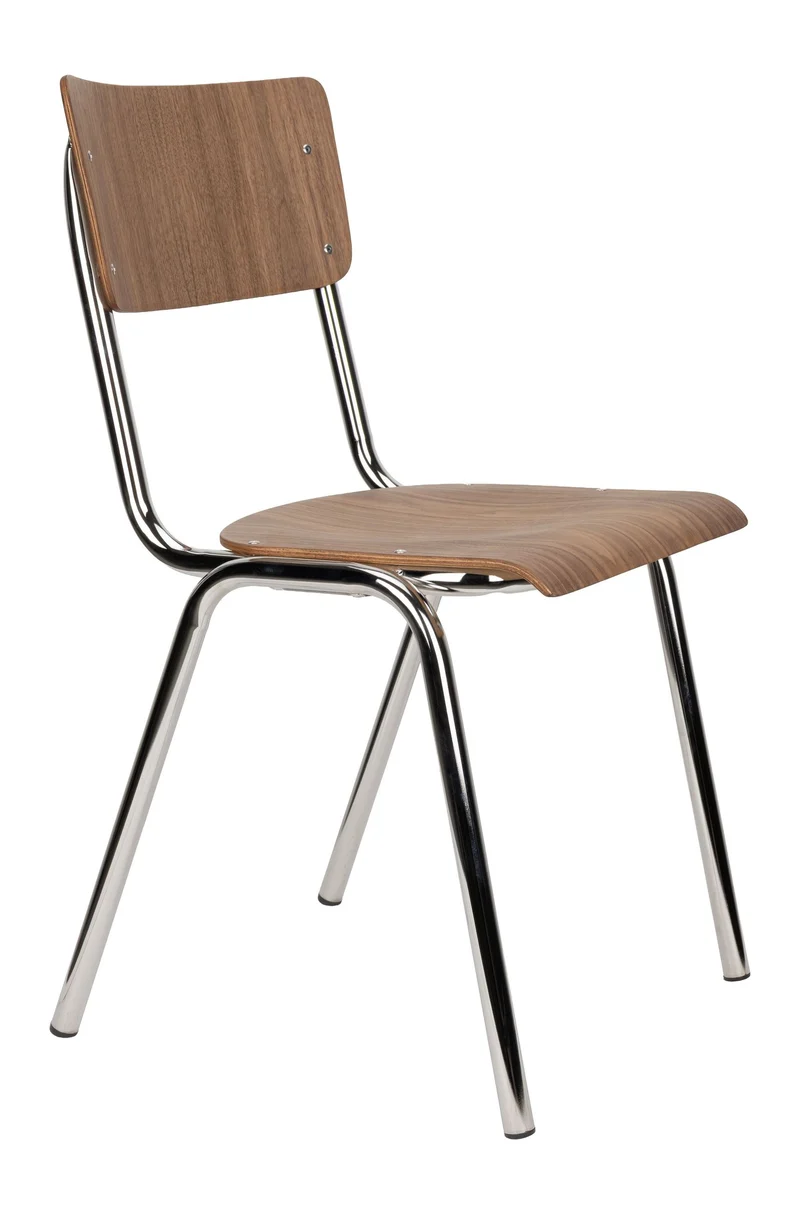 Esszimmerstuhl Back to School im 4er-Set, Walnut/Chrome von Zuiver