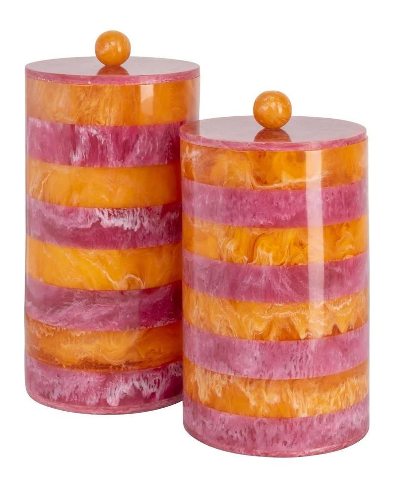 Aufbewahrungsbox Lilybelle pink/orange, Harz-Deko-Dose, 24 cm