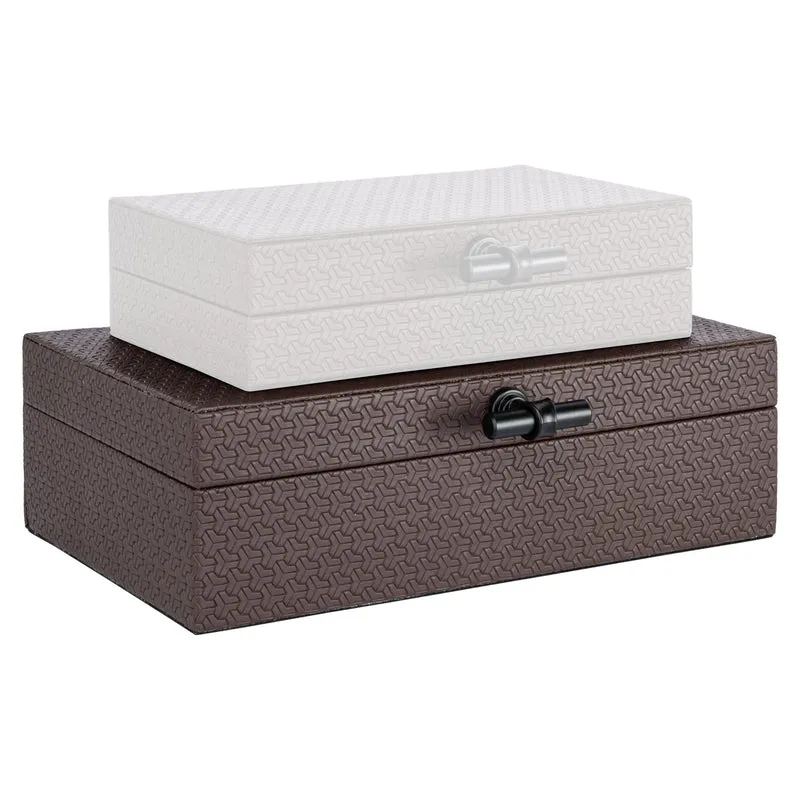 Aufbewahrungsbox Billie in Dark Brown aus PU-Leder, 30x19 cm