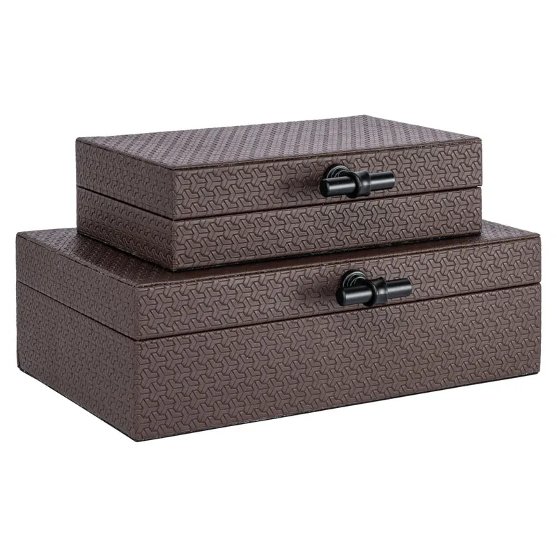 Aufbewahrungsbox Billie in Dark Brown aus PU-Leder, 30x19 cm