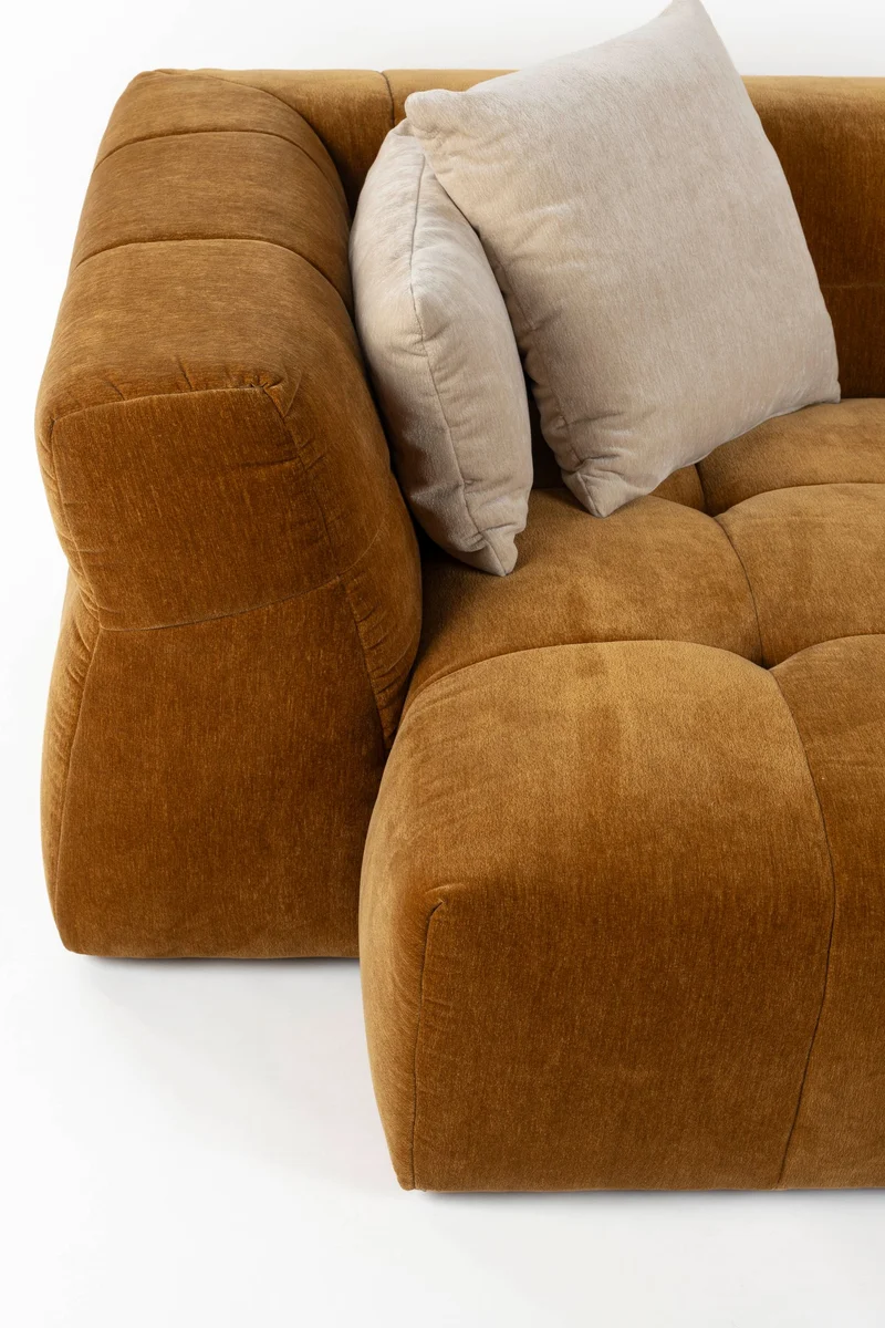 Sofa Hodge mit Chaiselongue links in Ochre, Samtoptik von Dutchbone