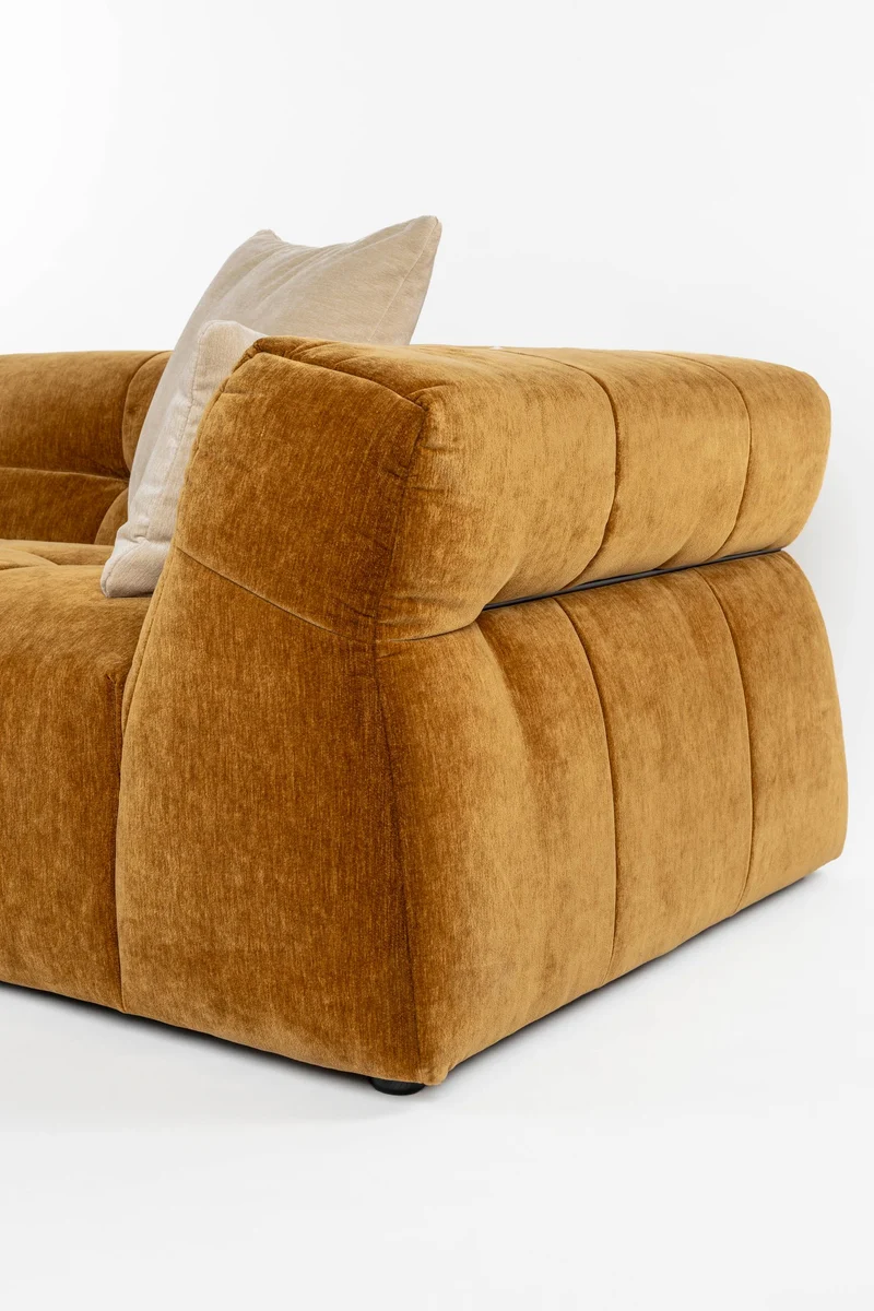 Sofa Hodge mit Chaiselongue links in Ochre, Samtoptik von Dutchbone