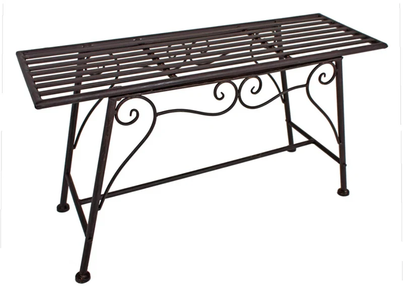 Gartenbank LORIN dunkelbraun lackiert, Rost-Optik