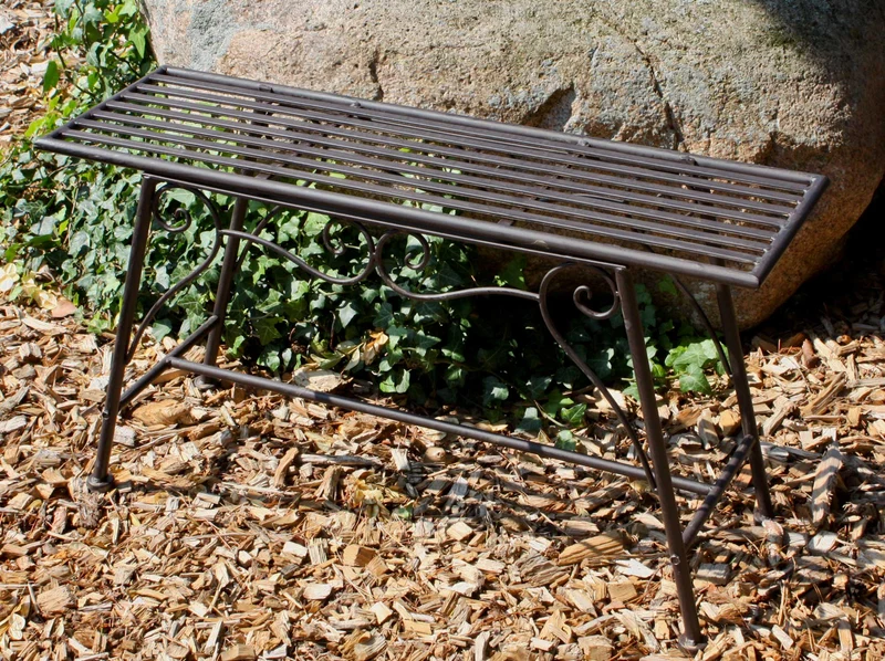 Gartenbank LORIN dunkelbraun lackiert, Rost-Optik