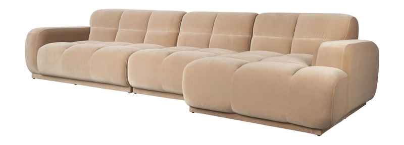 Sofa Hazel XL mit Chaiselongue rechts, Beige aus Eukalyptusholz