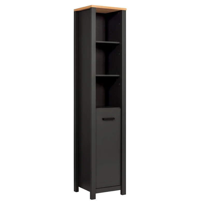 Badschrank Veneto Hochschrank Anthrazit mit Artisan-Eiche-Optik