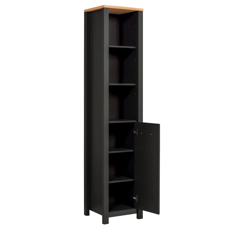 Badschrank Veneto Hochschrank Anthrazit mit Artisan-Eiche-Optik