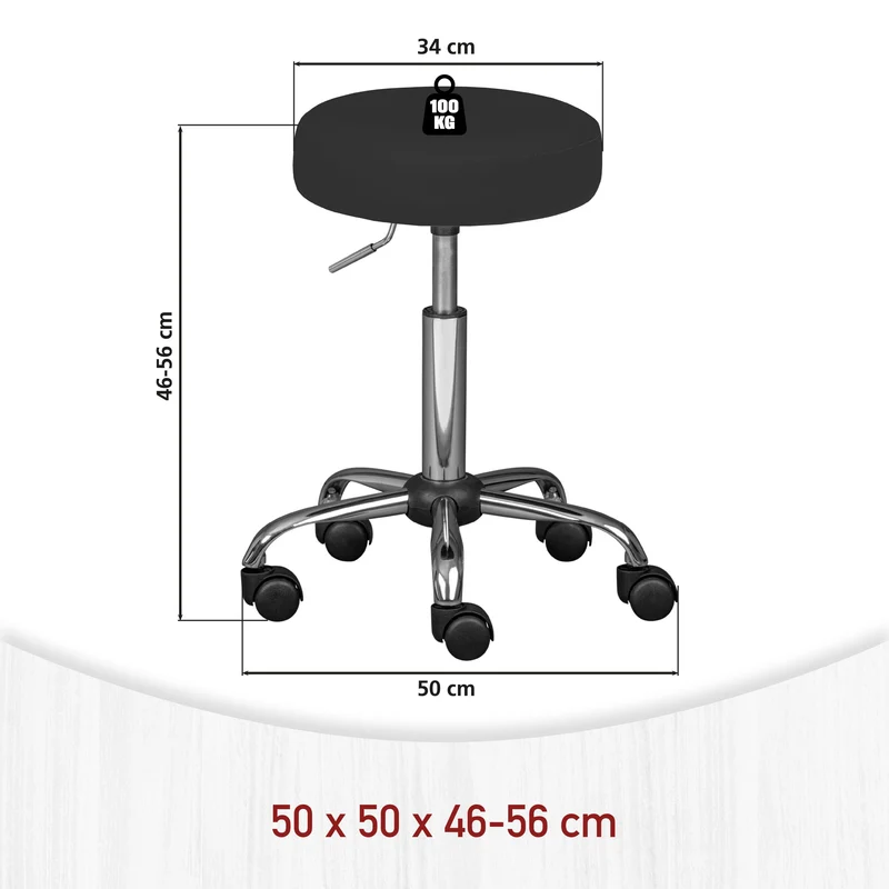 Drehhocker Asra Schwarz mit Gaslift, höhenverstellbar für Büro