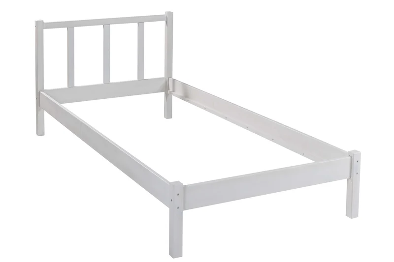 Massivholzbett Fredy 90x200 cm, Weiß aus Kiefer fürs Schlafzimmer