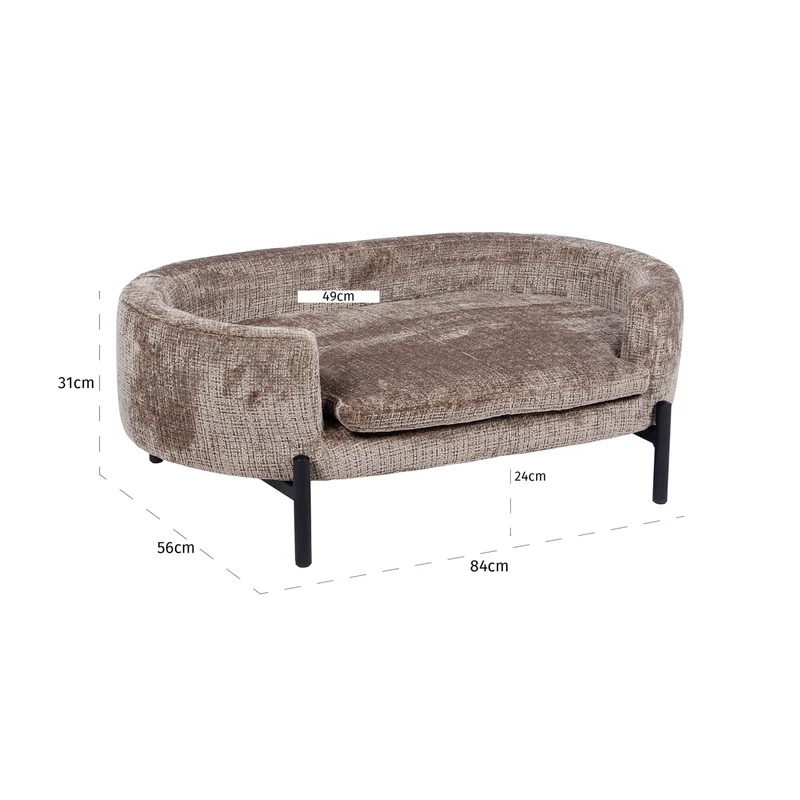 Hundebett Dolly Niagara Stone – Chenille-Polster, erhöhte Seiten