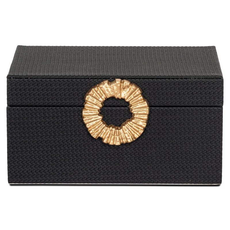 Aufbewahrungsbox Amal black/gold – edle Deko-Box mit PU-Leder-Bezug