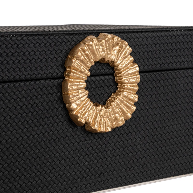 Aufbewahrungsbox Amal black/gold – edle Deko-Box mit PU-Leder-Bezug