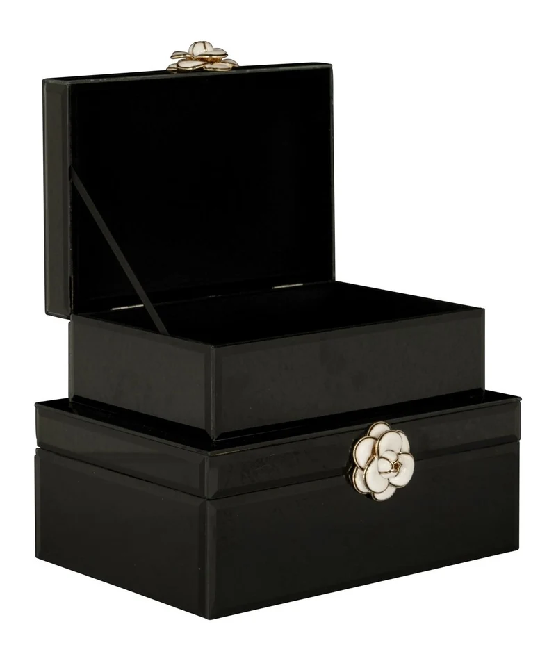 Aufbewahrungsbox Vivy Large in Schwarz mit Glasdeckel – Schmuckbox
