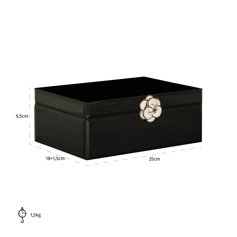 Aufbewahrungsbox Vivy Large in Schwarz mit Glasdeckel – Schmuckbox