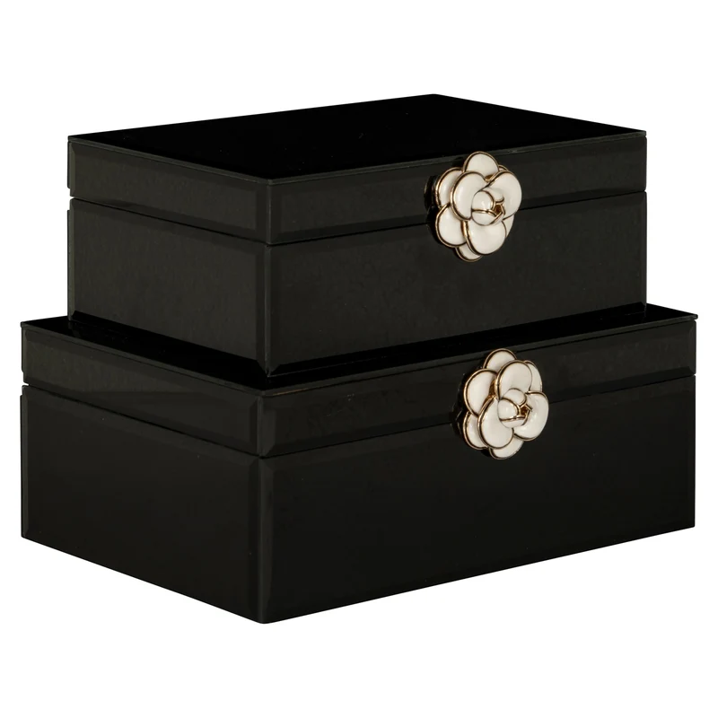 Aufbewahrungsbox Vivy black small – Schmuckbox mit Glasdeckel, schwarz