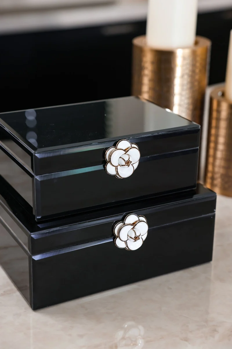 Aufbewahrungsbox Vivy black small – Schmuckbox mit Glasdeckel, schwarz