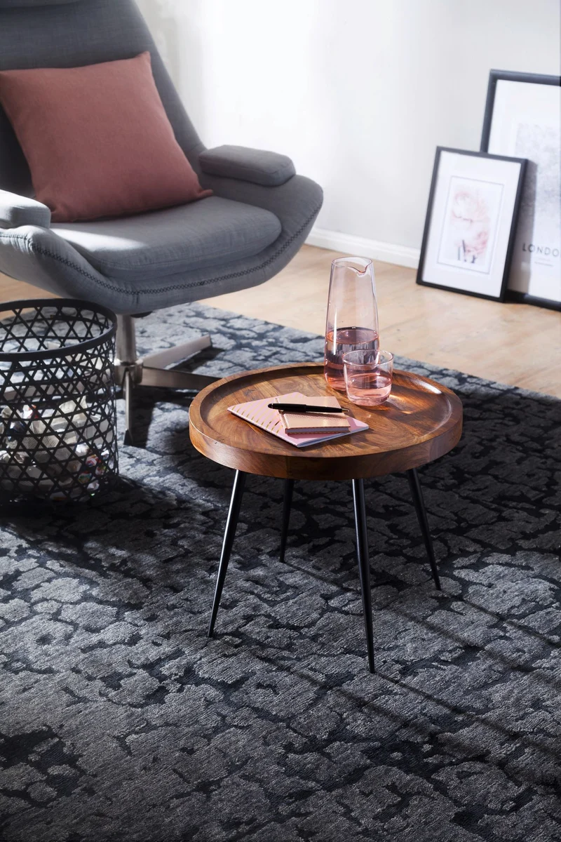 Beistelltisch 46x40x46cm Sheesham Holz Metall Industrial Style