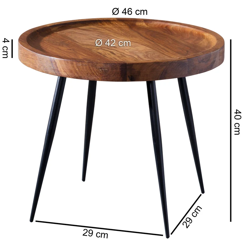Beistelltisch 46x40x46cm Sheesham Holz Metall Industrial Style