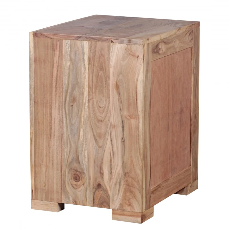 Nachttisch MUMBAI Massivholz Akazie 60cm Schublade Tür Design