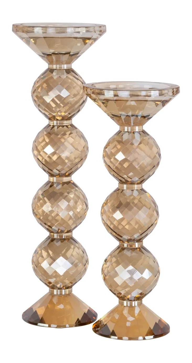 Kerzenhalter Channah Champagne aus Kristall, 24,5 cm hoch