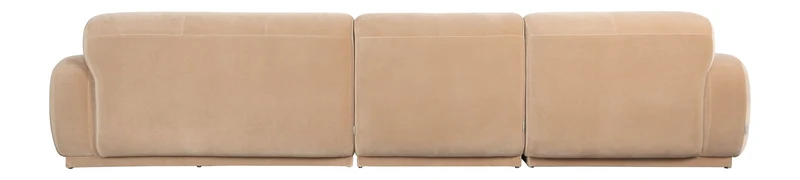 Sofa Hazel mit Chaiselongue links in Beige, Eukalyptusholz-Gestell
