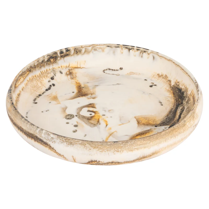 Richmond Schale Daisy aus Harz, beige, 45 x 45 cm, handgegossen
