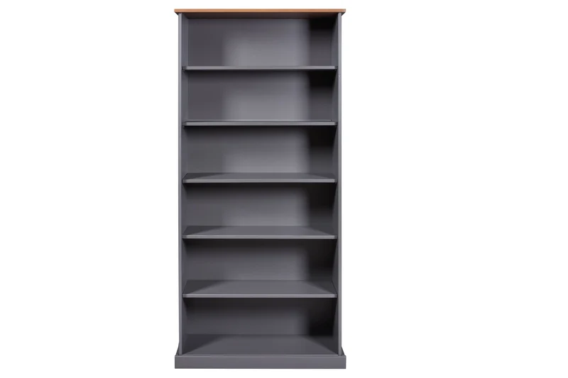 Bücherregal LUZERNA aus Massivholz Kiefer im Landhausstil, Grau