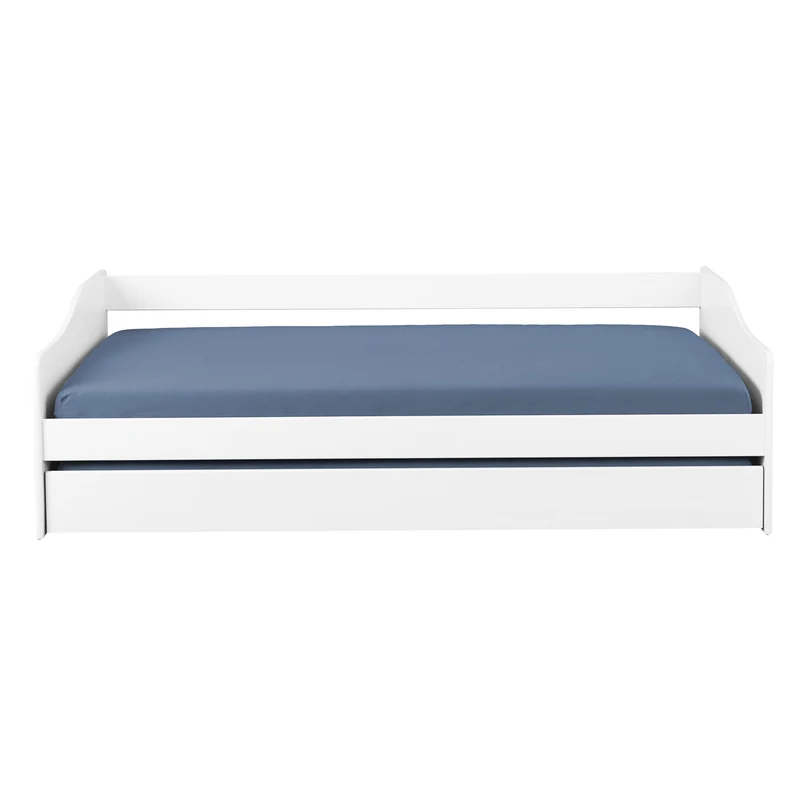 Funktionsbett Leonie 90x190 cm Massivholz Kiefer Weiß mit Ausziehbett