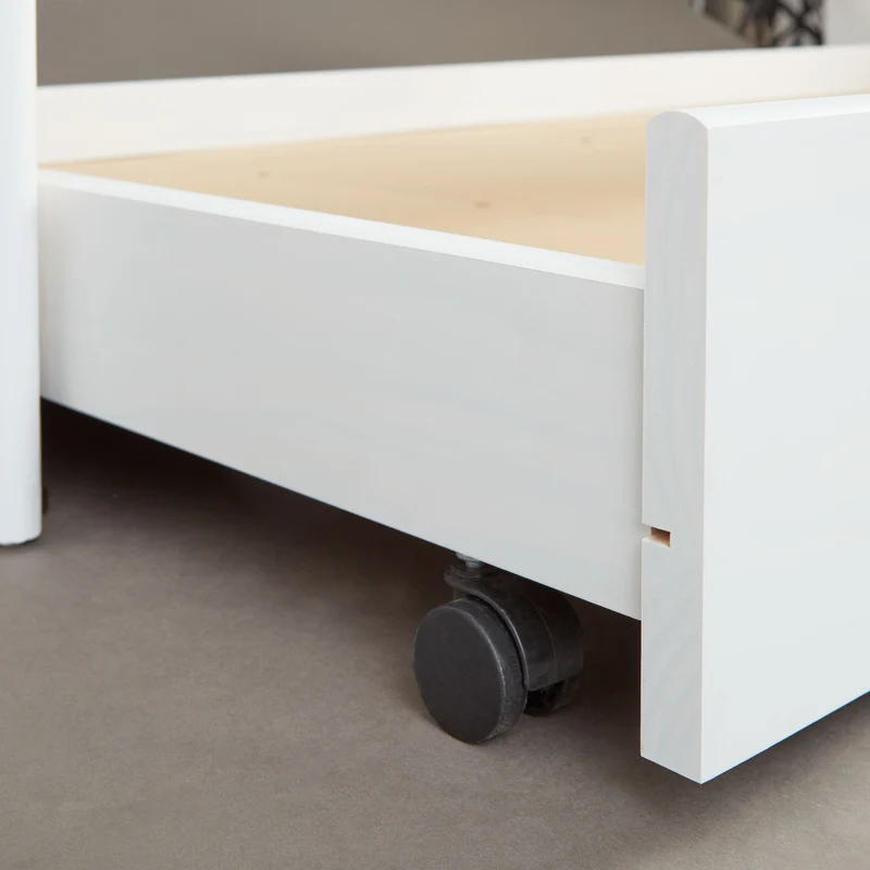Funktionsbett Leonie 90x190 cm Massivholz Kiefer Weiß mit Ausziehbett