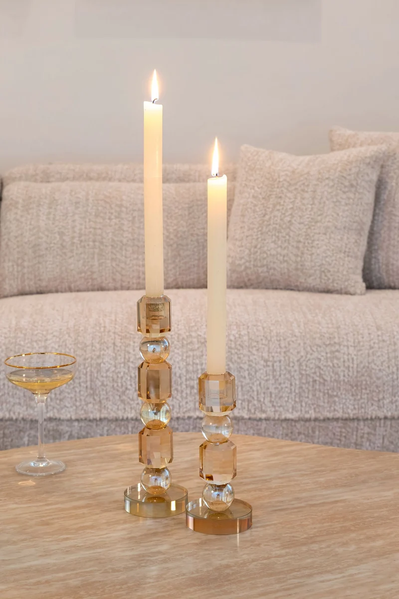 Richmond Kerzenhalter Meral Glas Braun klein – edles Deko-Accessoire