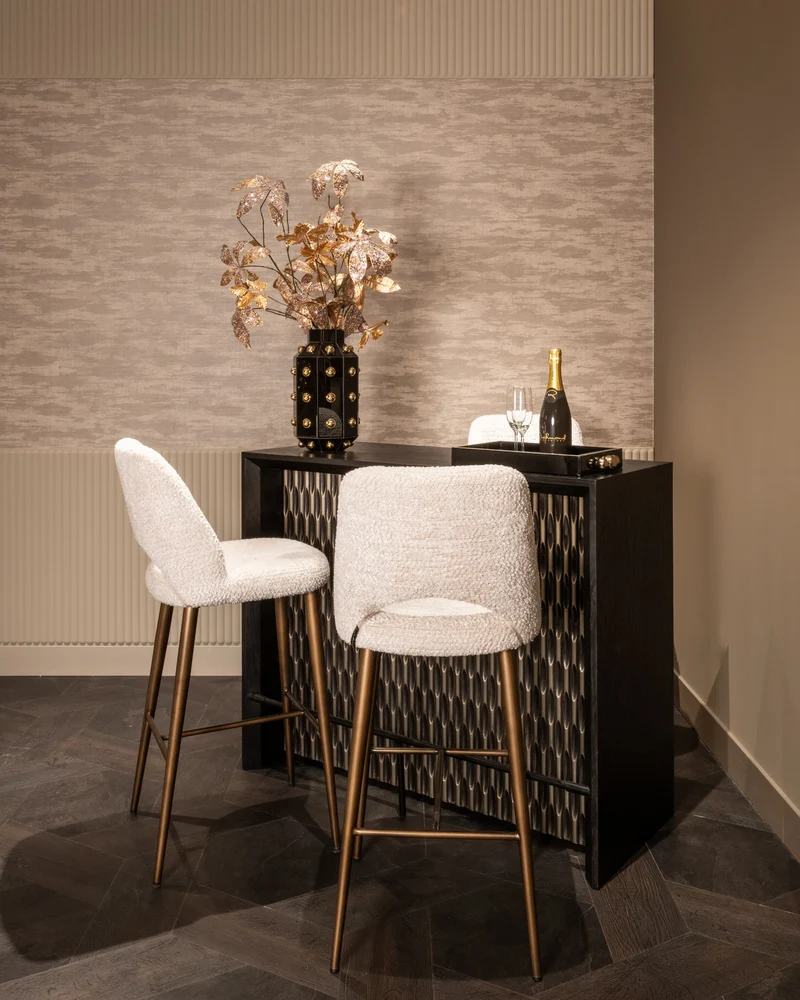 Tablett Liv black/gold – edles Deko-Tablett aus Eisen, MDF & Glas
