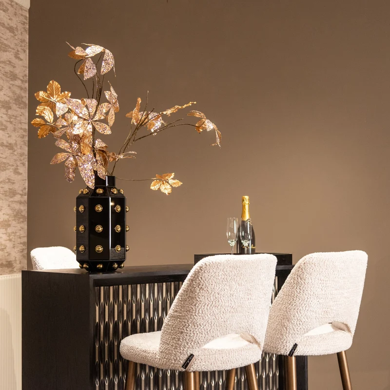 Tablett Liv black/gold – edles Deko-Tablett aus Eisen, MDF & Glas