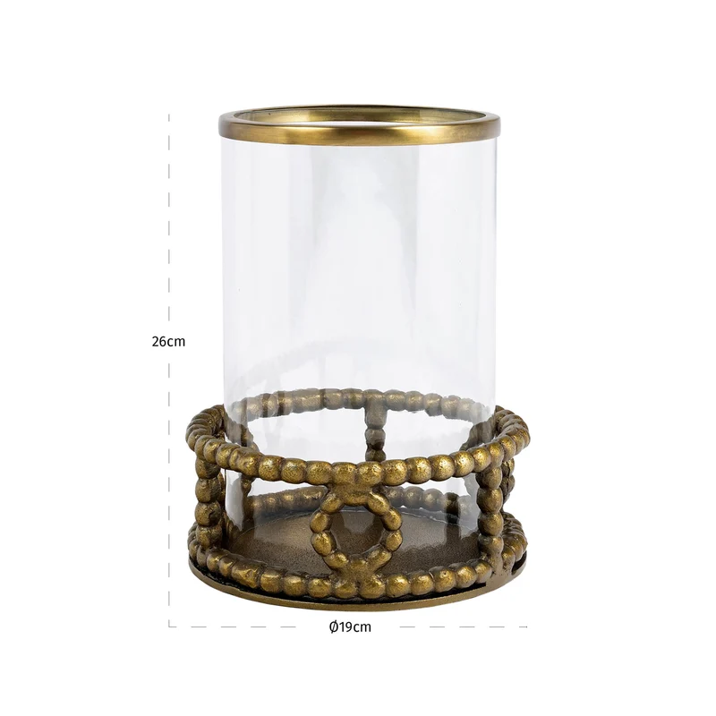 Windlicht Mile brass antique aus Aluminium & Glas, 26 cm hoch
