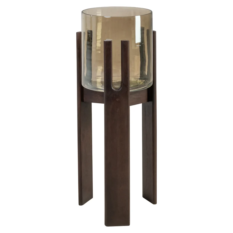 Windlicht Paige Walnut aus Mangoholz & Glas, 63,5 cm hoch, Richmond