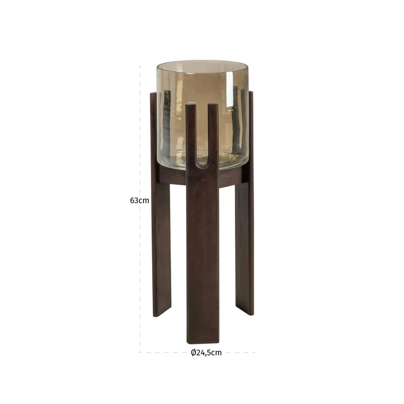 Windlicht Paige Walnut aus Mangoholz & Glas, 63,5 cm hoch, Richmond