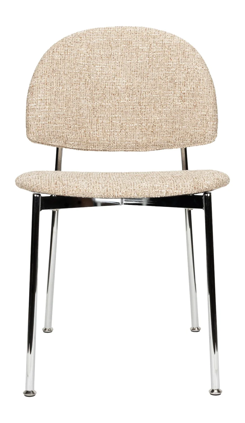 Esszimmerstuhl Sunrise 2er-Set, Beige mit Silber-Gestell von Zuiver