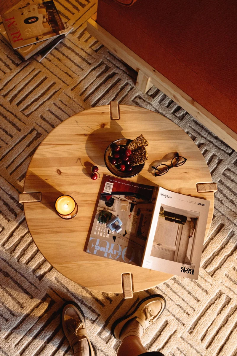 Couchtisch TUCK Coffee Table 70 cm Kiefer massiv unbehandelt von Karup
