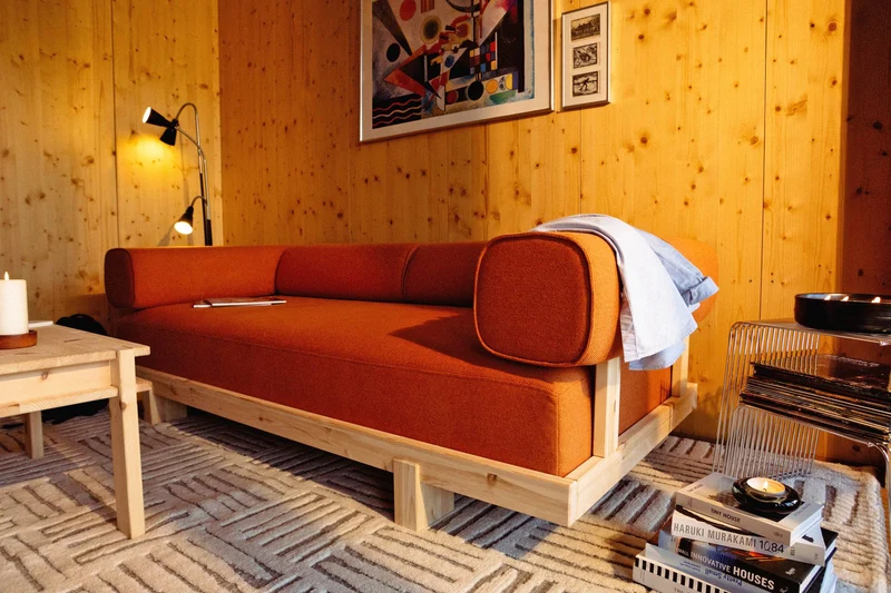 Schlafsofa STAY Sofa Bed mit Taschenfederkern Kiefer massiv unfinished