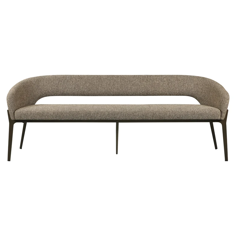 Sitzbank Kenzi brown tweed – Esszimmerbank mit Bronze-Gestell