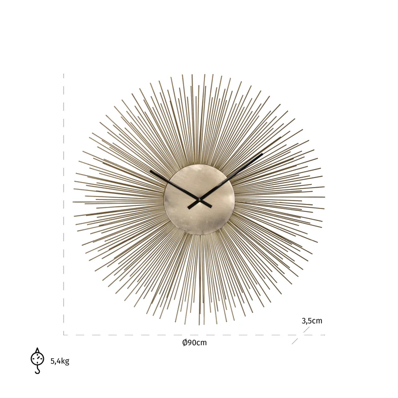 Richmond Wanduhr Chasin gold Ø 90 cm, sonnenförmiges Design