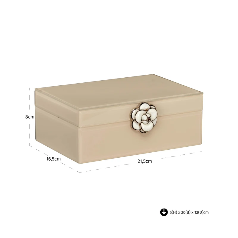 Aufbewahrungsbox Abbey ivory small – dekorative Box aus MDF & Glas