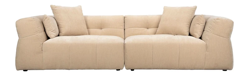Sofa Hodge 4,5-Sitzer Beige mit Samtbezug im Boho-Stil von Dutchbone