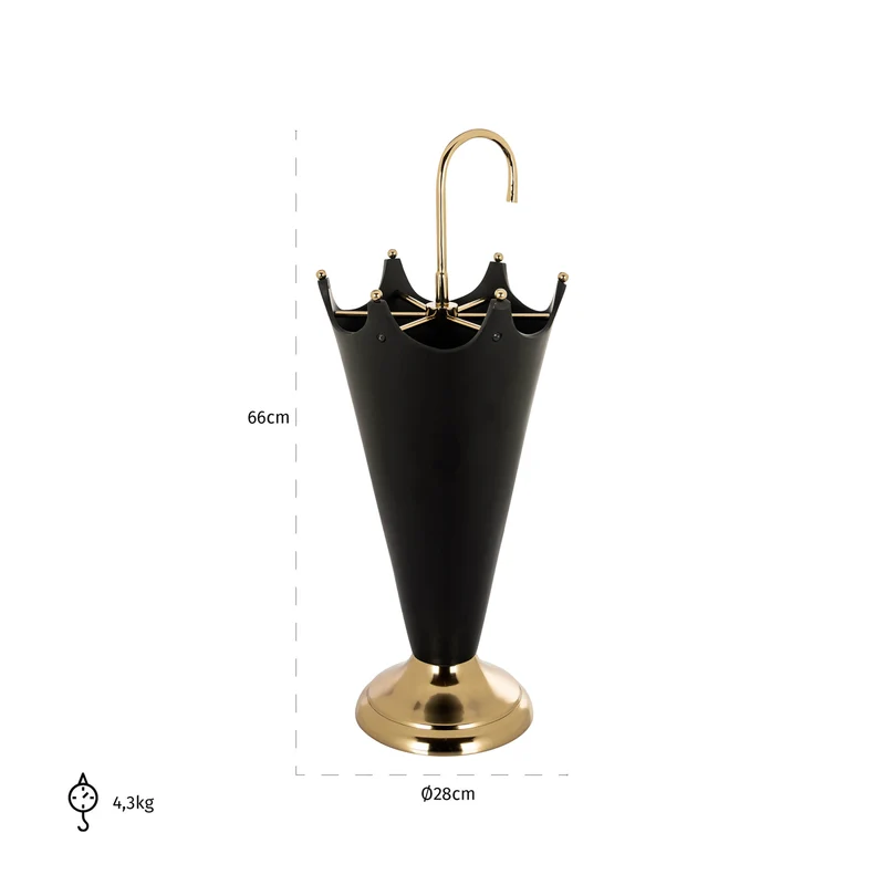 Dekoratives Objekt Jytte – Schirmständer in Black/Gold aus Aluminium