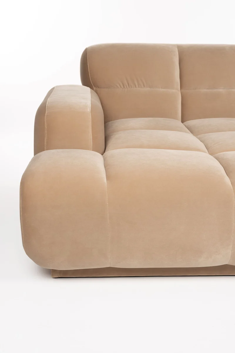 Sofa Hazel mit Chaise Longue in Beige, Gestell aus Eukalyptusholz