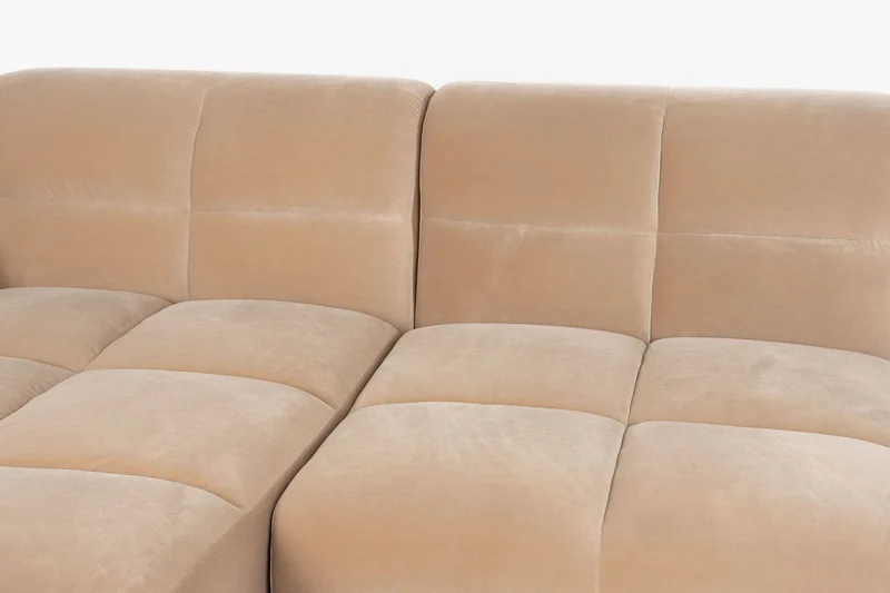 Sofa Hazel mit Chaise Longue in Beige, Gestell aus Eukalyptusholz