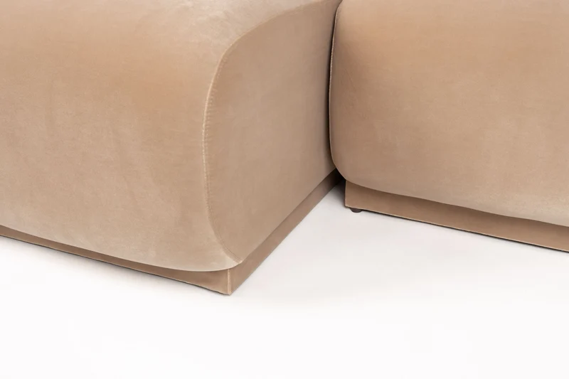 Sofa Hazel mit Chaise Longue in Beige, Gestell aus Eukalyptusholz