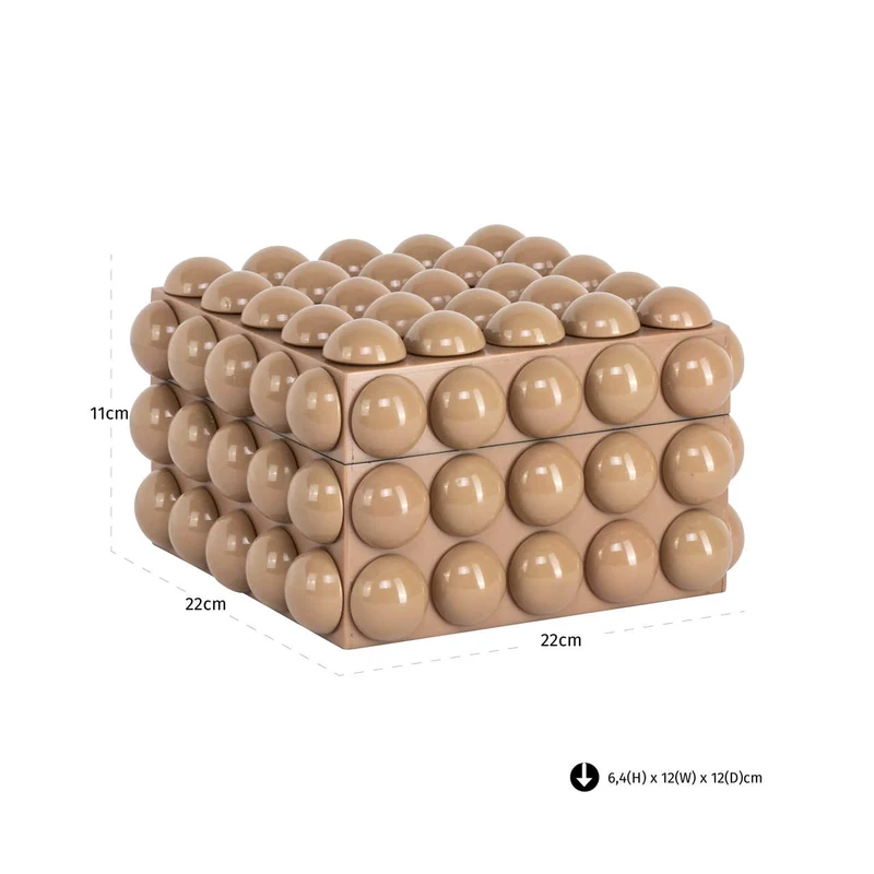 Aufbewahrungsbox Ash beige, kompakte Deko-Box aus Harz und MDF