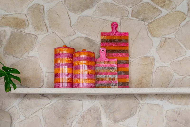 Aufbewahrungsbox Lilybelle Harz pink/orange – dekoratives Unikat