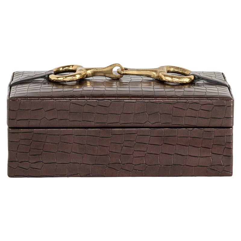 Aufbewahrungsbox Rex dark brown small - Wildleder-Box, kompakt