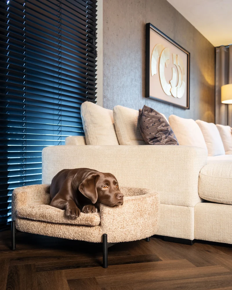 Hundebett Dolly beige Blockweave – stilvoller Liegeplatz für Hunde